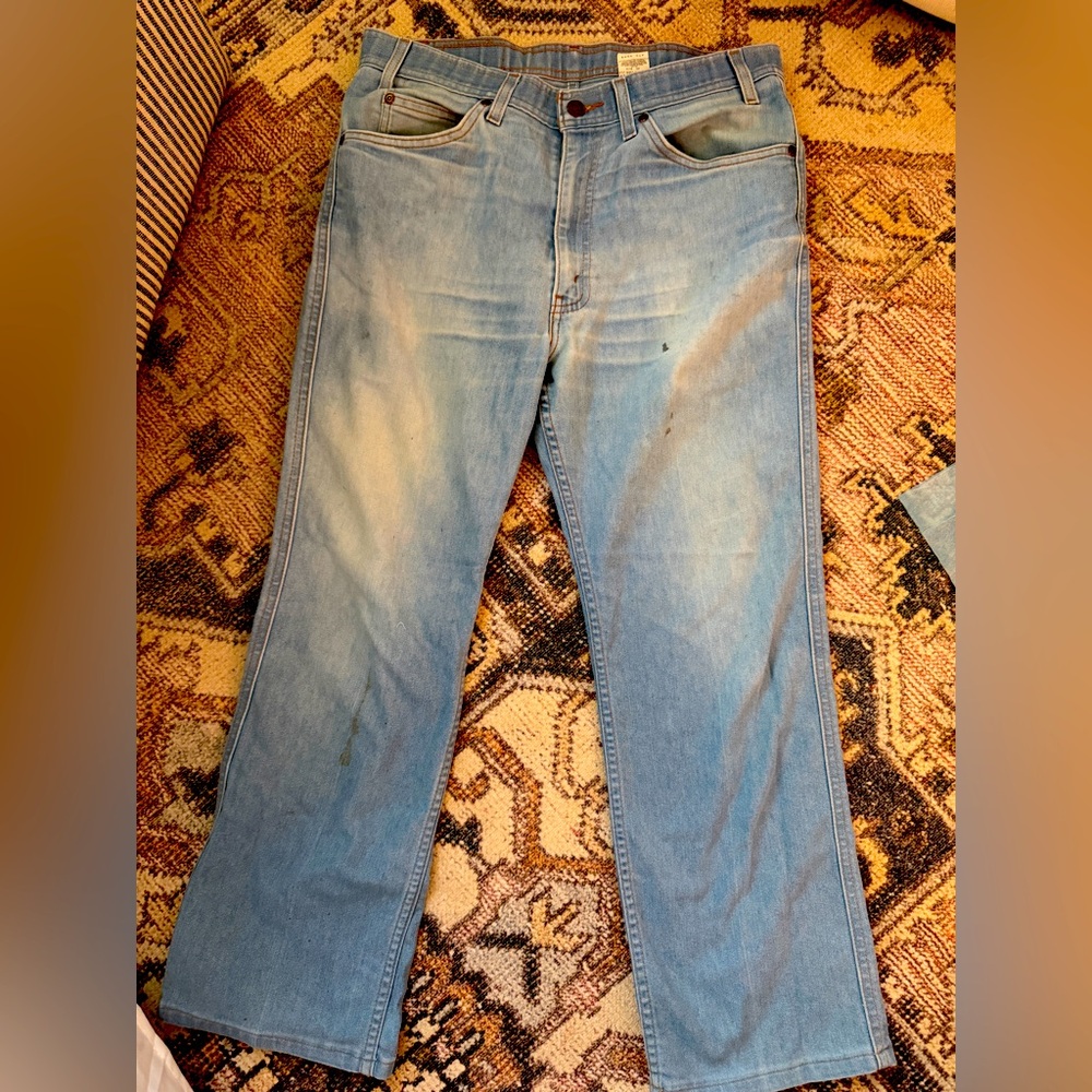 VINTAGE LEVI’S 1960s 1970s Orange Gold tag faded jeans